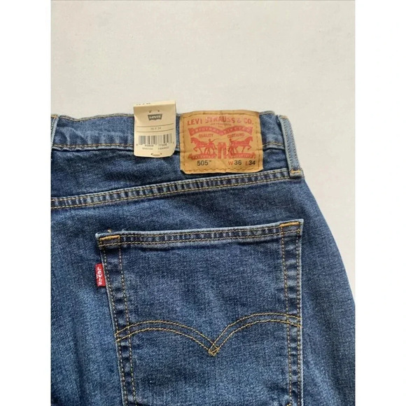 Levi's 505 Men's Blue Regular Fit Straight Leg Jeans Size 36x34 NWT - Picture 9 of 12